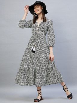 DELAN - Black Printed Regular Dress