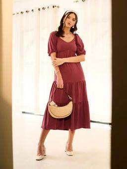 DELAN - Red Solid Regular Dress