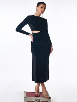 DELAN - Black Embellished Regular Dress