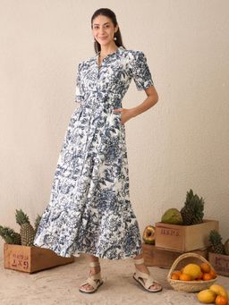 DELAN - Indigo Printed Regular Dress