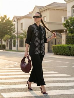 ZUMMER - Black Embroidered Regular Co-Ord Set