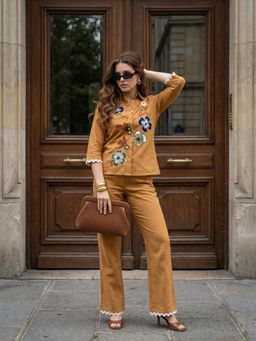 ZUMMER - Brown Embroidered Regular Co-Ord Set