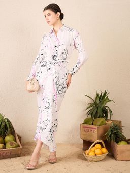 Uptownie - White Abstract Regular Co-Ord Set