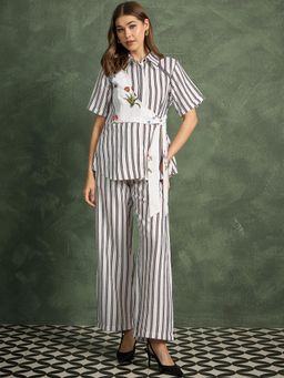 Uptownie - White Stripes Regular Co-Ord Set