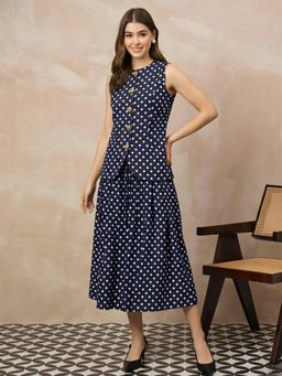 Uptownie - Navy Blue Polka Dots Regular Co-Ord Set