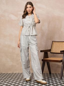 Uptownie - Beige Stripes Relaxed Co-Ord Set