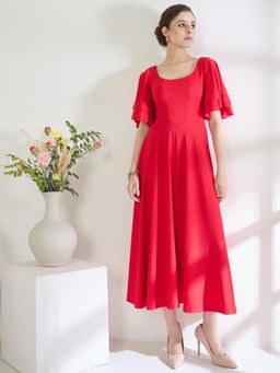 Uptownie - Red Solid Regular Dress