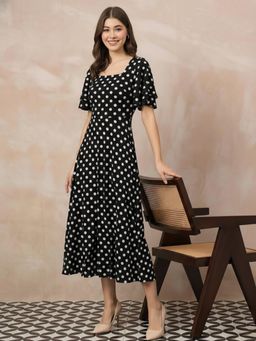 Uptownie - Black Polka Dots Regular Dress
