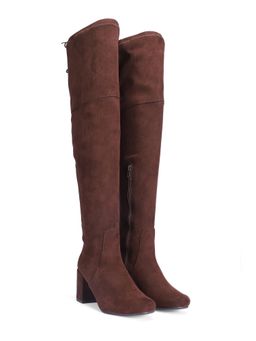 Saint G - Women Brown Stretch Suede Thigh High Boots