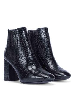 Saint G - Women Black Croc Embossed Vegan Leather Casual Boots