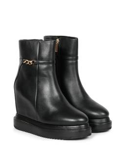 Saint G - Women Black Leather Inner Platform Heel Casual Boots