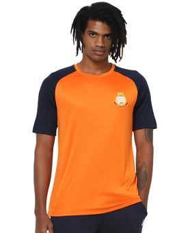 Jack & Jones - Orange Colourblocked Crew Neck T-shirt