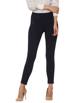 VERO MODA - Navy Blue Solid Ankle Length Legging