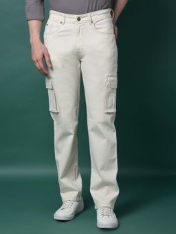 CRIMSOUNE CLUB - Men's Off White Cargo Jeans