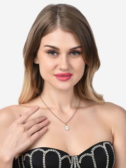 Zaveri Pearls - White Meenakari Oval Pendant Contemporary Chain-ZPFK14565