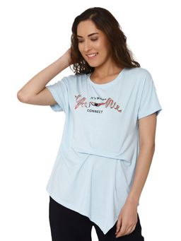 VERO MODA - Blue Printed Crew Neck T-Shirt