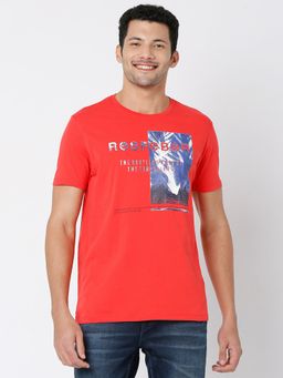Spykar - Coral Cotton Half Sleeve Printed Casual T-Shirt for Men