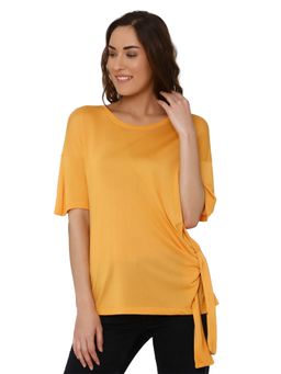 VERO MODA - Yellow Solid Crew Neck T-Shirt