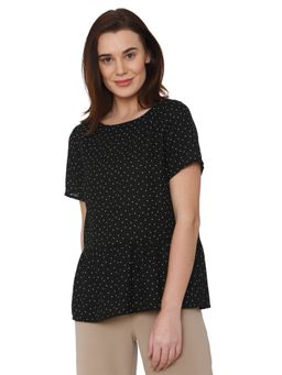 VERO MODA - Black Solid Short Sleeve Top