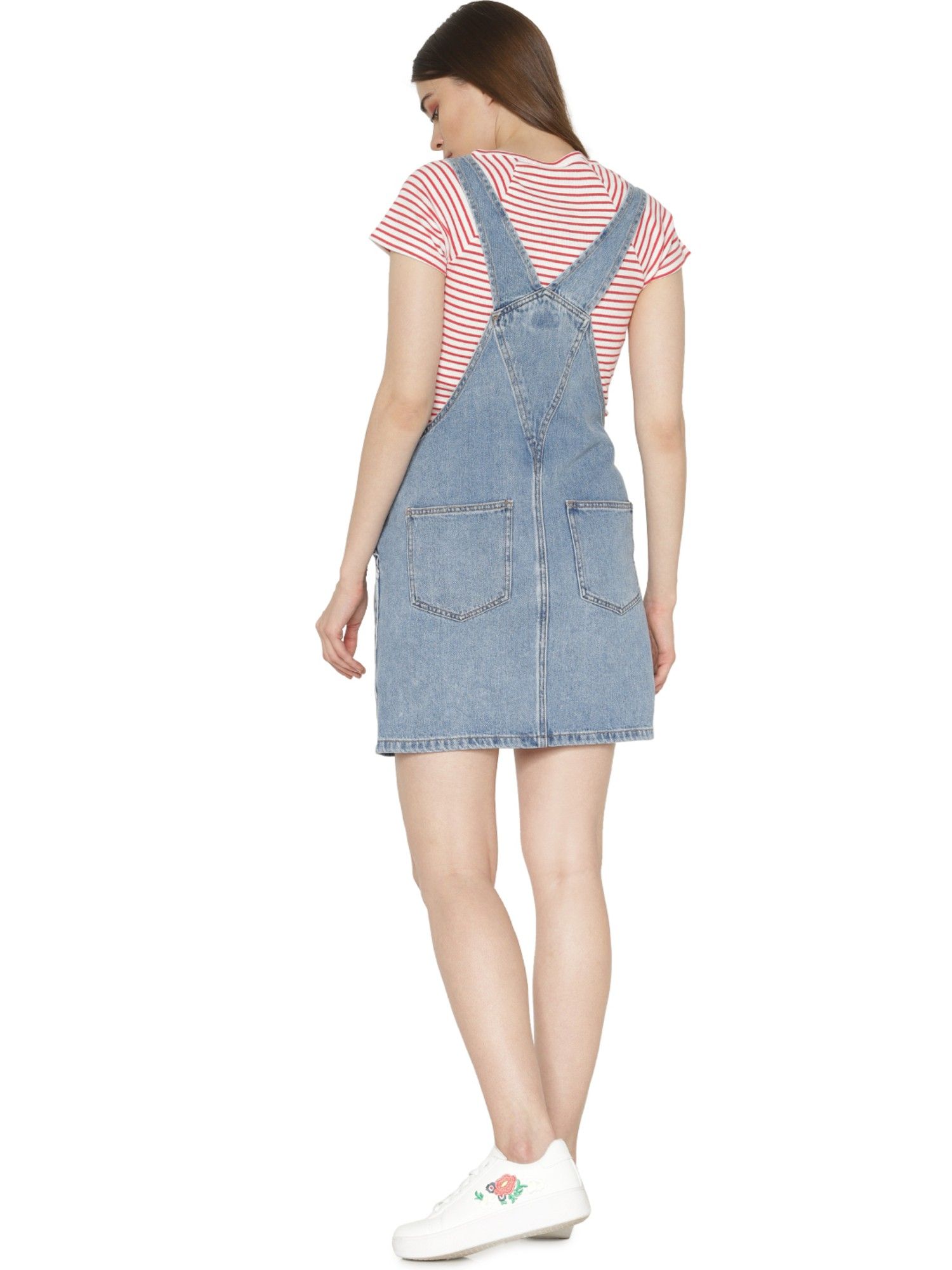 Blue Denim Mini Dungaree Dress Online 