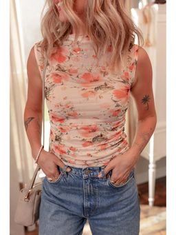 Errabelly - Mesh Floral Printed Slim Fit Top