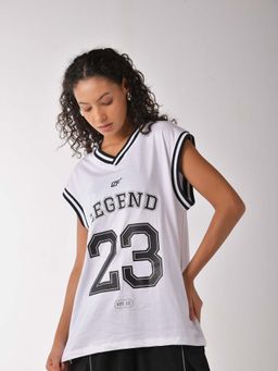 IZF - White Printed Basketball Style Tank Top