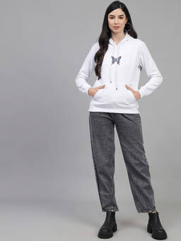 KOTTY - Women White Full Sleeve Graphic Sweatshirt