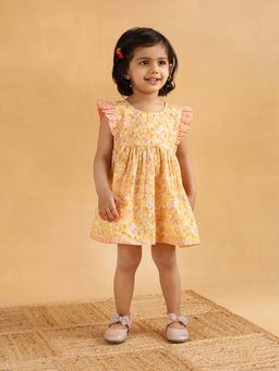 Fabindia - Yellow Cotton Round Neck Dress