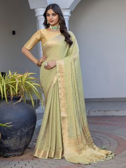 Sareemall - Women Georgette Light Green Woven Design Saree with Unstitched Blouse