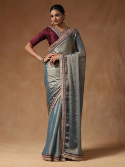 Sareemall - Women Chiffon Green Embellished Saree with Unstitched Blouse