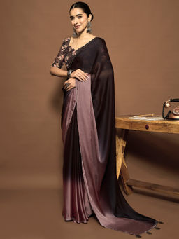 Sareemall - Women Chiffon Black Embellished Ready To Wear Saree with Unstitched Blouse