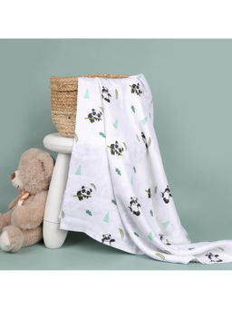 Kicks and Crawl - White Baby Panda Bamboo Swaddle