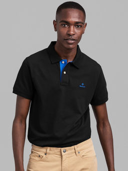 GANT - Black Solid Polo T-Shirt