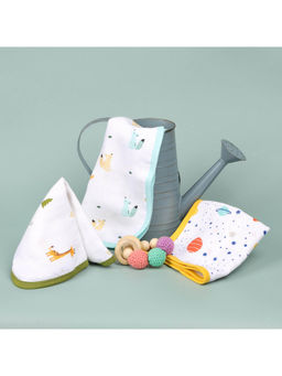 Kicks and Crawl - Multi-Color Friends In Galaxy Reversible Organic Wash Cloth (Pack Of 2)