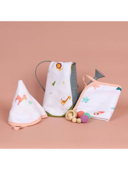 Kicks and Crawl - Multi-Color Fun In Forest Reversible Organic Wash Cloth (Pack Of 2)