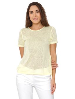 VERO MODA - Yellow Solid Short Sleeve Top