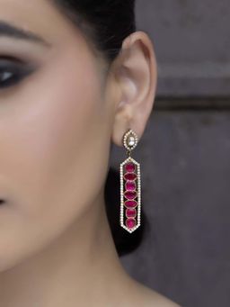 Jovi's Jewels - Ruhani Ruby Pink Danglers Earrings