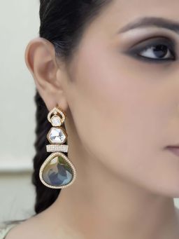 Jovi's Jewels - Samira Polki & Aqua Stone Earrings