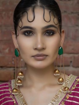 Jovi's Jewels - Radhika - Emerald Green Jhumkas Earrings
