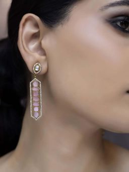 Jovi's Jewels - Pink Tarini Polki & Rose Stone Earrings