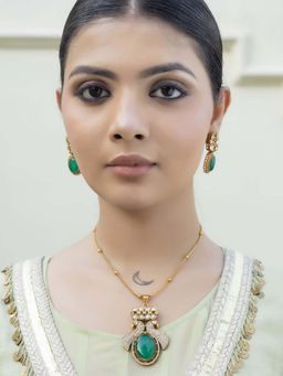 Jovi's Jewels - Green Aabharan - Polki Jewellery Set