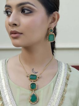 Jovi's Jewels - Green Zeenat - Polki Jewellery Set