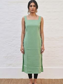 MAAND - Green Polka Dots Cotton Kurta