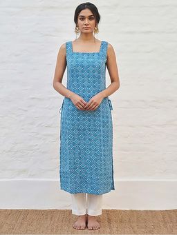 MAAND - Blue Printed Cotton Kurta