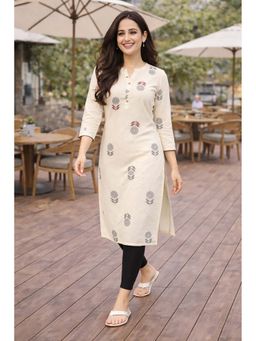 Rajnandini - Beige Floral Cotton Kurta