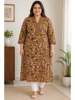 Rajnandini - Peach Floral Cotton Kurta