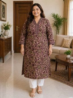 Rajnandini - Pink Floral Cotton Kurta