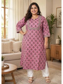 Rajnandini - Pink Floral Cotton Kurta