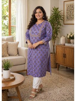 Rajnandini - Lavender Floral Cotton Kurta