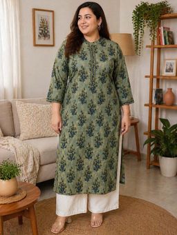 Rajnandini - Green Floral Cotton Kurta